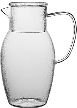 EVSER Iced Tea Jug Jarra de Vidrio de Alta borosilicato con Mango Anti-escaldado Hermosa Resistente Hermosa PEQUEÑO Jugo DE Jugo Jugo DE Jugo (50.7 oz) Juice Pitcher
