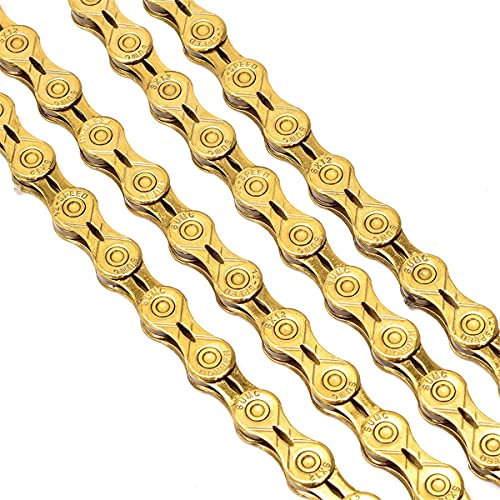 Fahrradkette 9/10/11/12-fach Anti-Rost-Fahrradkette Legierung Wiederverwendbare Fahrrad-Umwerferkette Zubehör MTB BMX Fahrrad (Color : Gold, Size : 9S) (Gold 9S)