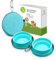 Double gamelle pour Chiens et Chat Pliable avec étui de Transport à Fermeture éclair, 2 in 1 Silicone Gamelles pour Chiens Les Voyages, Gamelle Retractable pour Animaux de Compagnie avec Mousqueton