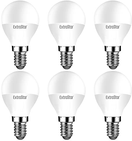 EXTRASTAR Bombillas LED 4W E14 G45, 320 Lúmen, Luz Cálida 3000K, No Regulable, 6Pcs