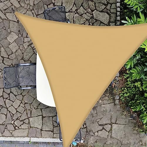 HOMPER Sonnensegel Sonnenschutz, Oxford-Gewebe, UV-Schutz, für Balkon Terrasse Garten Camping Outdoor (Sand-2.4x2.4x2.4 m)