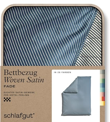 schlafgut Woven Fade Satin Bettwäsche 155x220cm gestreift Bettdecke Bezug einzeln, Gray Fade in Hotelqualität mit 100% Baumwolle