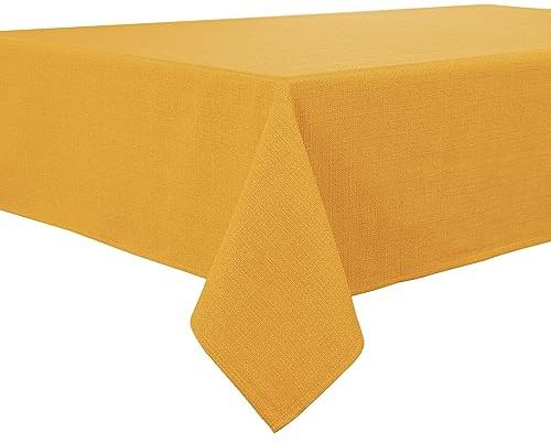 BALCONY & FALCON Rectangle Tablecloth, Wrinkle Resistant and Water Proof Table cloth, Decorative Linen Fabric Tablecloths for Dining, Parties, Kitchen, Wedding and Outdoor Use (Gold Orange, 145x300cm)