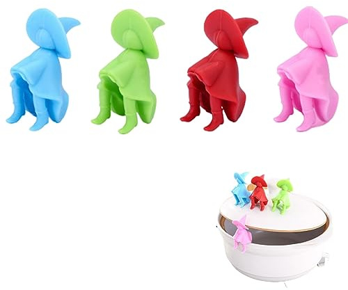 4 Pcs Pot Lid Lifter Silicone Spill Proof Lid Lifter Splash-Proof Steam Release Pan pot lid lifter Kitchen Tool Decoration Pot Lid & Cute Kitchen Accessories (Mix)