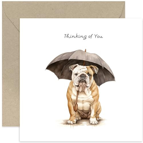 Old English Co. Beileidskarte mit englischer Aufschrift Thinking of You – Britische Bulldogge – Beileidskarte – Beileidsgeschenk – Thinking of You-Geschenke – Trauer-Karten | blanko Innenumschlag
