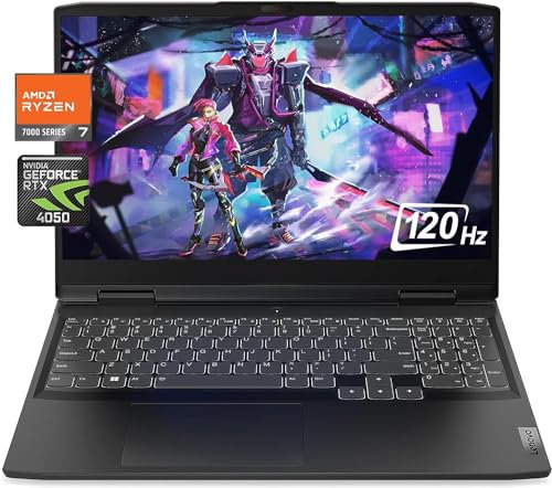 Lenovo Ideapad Gaming 3 Laptop 15.6 120Hz, AMD Ryzen 7 7735HS up to 4.75 Ghz, NVIDIA GeForce RTX 4050, 32GB DDR5 1TB SSD, Backlit KB, WiFi 6, USB-C, RJ-45, HDMI, Webcam, Windows 11 EAT Mouse Pad