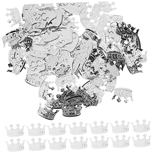 OFFSCH 4 Packungen Ornamente Streu-Pailletten Krone Silber Krone Esstisch Dekoration Kuchen Dekoration Hochzeit Tisch Konfetti Dekor Party Supplies Esstisch Requisiten