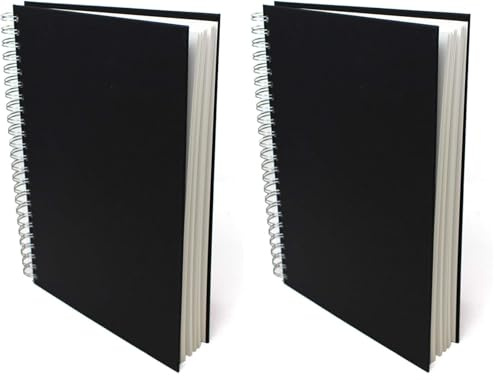 Artway Studio - Carnet à dessin avec reliure double spirale et couverture rigide - papier cartouche sans acide - 170 g/m² - 48 feuilles - A4 portrait (Lot de 2)