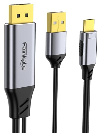 fairikabe DisplayPort to USB C Cable, 4K@60Hz Display Port to USBC 6.6ft, DP 1.2 Male to Type-C Male Converter for USB-C Touchable Portable Monitor, Compatible for MacBook Pro/Air, iMac