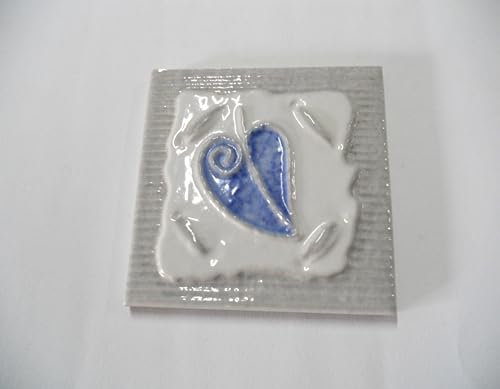 Piastrelle Gres Ceramica cm 10x10 Sp. 6 mm - decorazione in rilievo colore blu,bianco, grigio chiaro – Pz 6