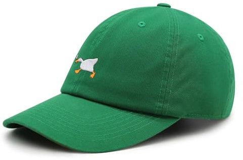 YLCYDLYU Baseball Cap Weiße Gans Baseball Cap Interesse Gestickte Ente Dad Hut Baumwolle Verstellbar Unisex-Grün-M
