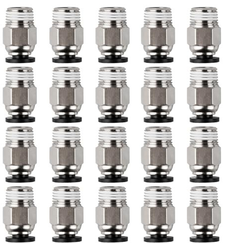 20 Stück PC4-M10 Stecker, PC4-M10 Gerade Pneumatikkupplung, PC4-M10 Pneumatik Verbinder, PC4-M10 Gerader Pneumatischer Anschluss für 3D-Drucker, Schnellverschraubung, Gewinde M10