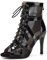 YCALCP Scarpe da Ballo Latino Donna Aperte in Punta Professionali Pratica Tango Stivaletto Ballo,DS789-QP-nero-9.5cm,39 EU