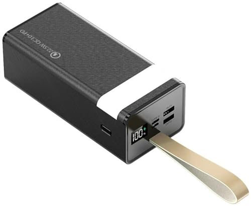 Banque d'alimentation haute capacité 80 000 mAh pour camping en plein air, chargeur portable avec 2 sorties et 2 entrées, batterie externe avec écran LED pour téléphones tabl(Size:40000mAh,Color:Noir)