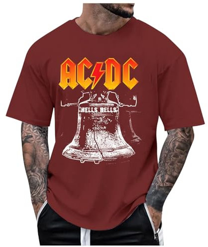 T-shirt Herren ACDC Tshirt Power Up Cover Tshirt Rock Music Band AC DC PWR UP Stage Lights T-Shirts Fan-Shirt Hells Bells High Voltage Hard Rock T Shirt für Herren Damen Schwarz