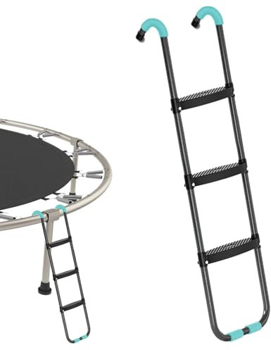 Trampoline Ladder, 2/3 Steps Wide Heavy-Duty Steel Ladder with Non-slip Step, 6Ft-16Ft Trampoline Stair, Rust-resistant Trampoline Climber, Trampoline Escalator, Trampoline Accessories for Outdoor