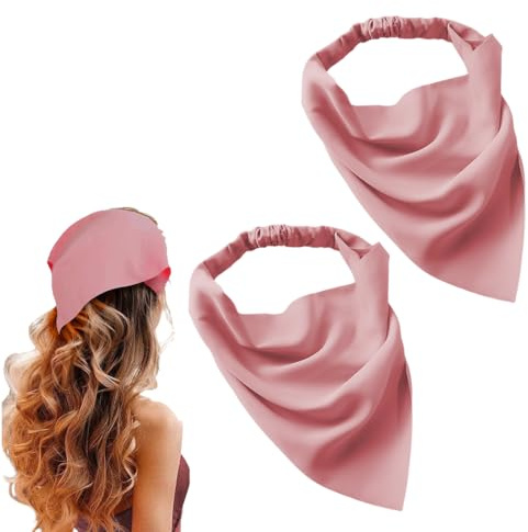 LuLiyLdJ 2 rosa Haarbänder, Haarreif für Damen, dreieckig, Boho-Druck, Sportzubehör, Yoga, Bandana