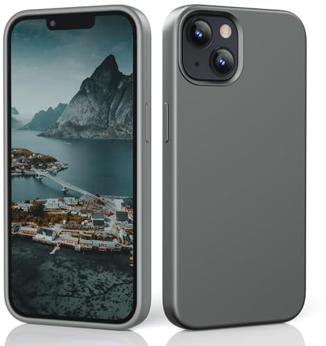 TIIXXE Silicone Case Compatible with iPhone 13 case Soft Ultra Slim Protective Shockproof Liquid Silicone Phone Case,Anti-Scratch Microfiber Lining, 6.1 Space Grey
