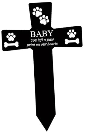 Sharplace Grabmarkierung für Haustiere, Kreuz, Gedenkgeschenke, Hundedenkmal, Grab, wasserdicht, Tier-Erinnerungspfähle, Schild mit Pfotendekor für Haustiere