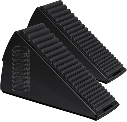 Large Door Stopper - Metal Door Wedge, Tall Door Stopper, Spring Rubber for Extra Strong Grip (Black, 2 Pack)