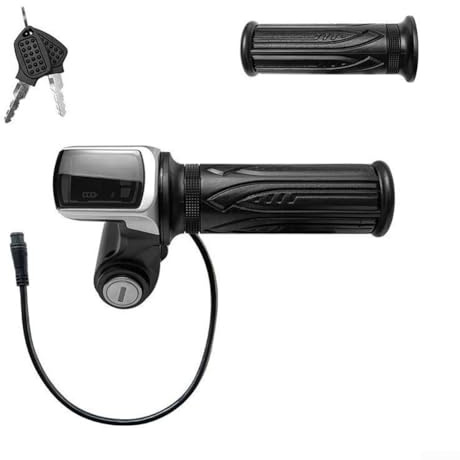 ZYWUOY E-Bike Gasgriff, 6-polig, wasserdicht, für Motorroller & Fahrrad, Gummi, Schwarz, 30 cm, 48 V, mit Schlüsseln