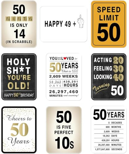 WERNNSAI 50th Birthday Party Decorations for Men/Women- 9PCS Wall Signs Happy Birthday Tags 50 Year Old Party Decor White Caution Logos on Door Windows Yard Garden Banner Party Supplies Picture Props