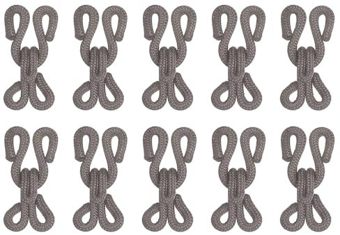 QUARKZMAN Ganci e Occhielli Cucire, 14pz - Chiusure con Gancio e Occhiello per Cucire Rivestiti Poliestere Abbigliamento Reggiseno Gonna Cucito (Grigio Scuro, Lunghezza 23mm)