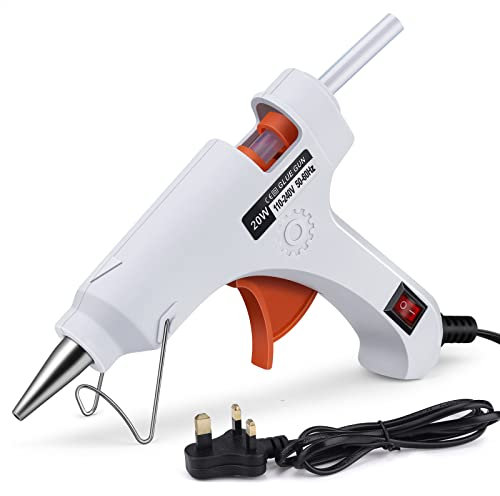 Atliberswo 20W Mini Hot Glue Gun Kit for Crafting with 50Pcs 100mm X 7mm Glue Sticks for DIY, Art, Sealing, Home Repairs, Glass (White, 40Pcs Glue Sticks)