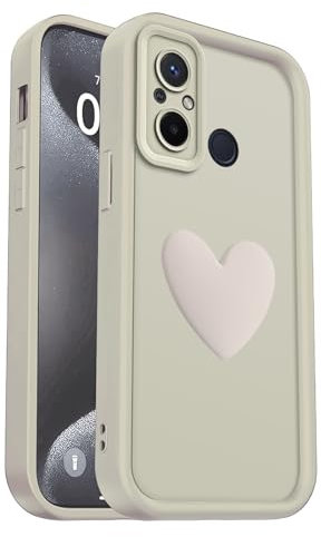 PanXCase Hülle für Xiaomi Redmi 12C / Poco C55 - Handyhülle 3D Herz Motiv Design Süß Silikonhülle, Kameraschutz Mädchen Stoßfest Kratzfeste Schutzhülle (White)