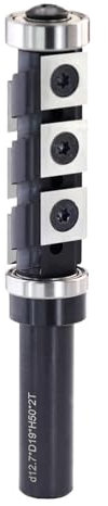 FUYUMIC Spiral Flush Trim Router Bit 12.7mm 1/2 Shank Top&Bottom Double Bearings Template Trimmer 50mm Cut Length Carbide Insert(50mm Cut Length)