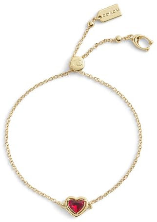 Coach Damen-Armband Halo-Stein Herz Schieberarmband, One Size, Messing-Glas, Kein Edelstein