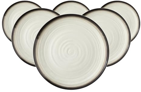 Seltmann Weiden Terra Frühstücksteller 6er Set, 22 cm, Dessertteller mit spiralförmigem Relief, Spülmaschinen- und mikrowellenfest, Porzellan, Corso