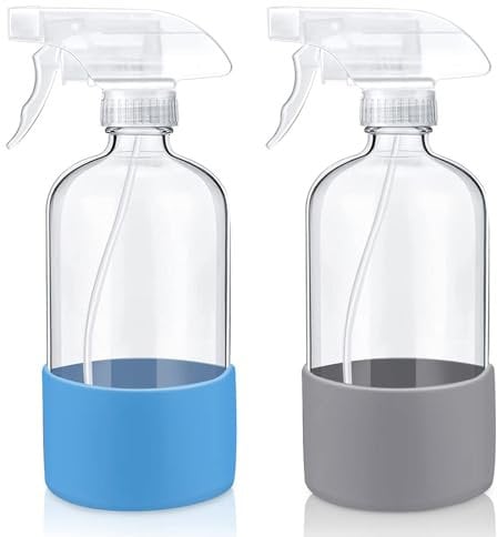 Albrsoy 2er Set 500ml Glas Sprühflasche - Pflanzensprühflasche mit 3 Modi - für Reinigung, ätherische Öle, Haarpflege - justierbare Düse, umweltfreundlich