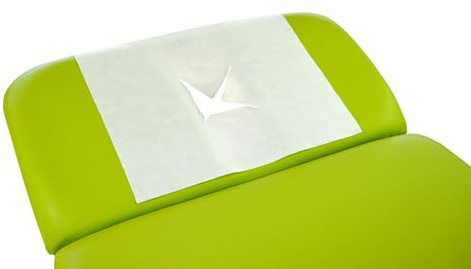 100 Stück –M Vlies (57 gsm/nachhaltig/kompostierbar) - Hygieneüberzug/Nasenschlitztücher/Gesichtsauflagen für Massageliegen, 30x21 cm, X Universalpassform für Massage- und Therapieliegen