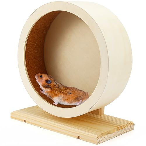 XFLYP Roue de Hamster, Rongeur 20cm Vélo d'équilibre en Bois Roue d'exercice Silencieuse en Bois, Jouet pour Petits Animaux Roue pour Gerbilles, Souris de Compagnie, Souris Blanches