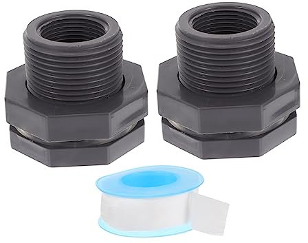 Happyyami 2 Piezas Conector de partición de PVC tuberia PVC Racor pasamuros 3/4 Conectores de Barril de Lluvia Accesorio de Manguera de 3/4 de Pulgada acoplador de mamparo Grey