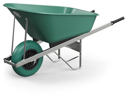 Agri Barrow Wheel Barrow 120 Litre Plastic Wheelbarrow with Puncture Proof Tires, Green - Ideal for Equestrians, Gardeners, Yard & Garden Maintainers, Farmers, Stable Workers, Allotment Owners