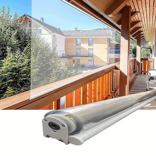 Koncey Store Enrouleur Pergola Extérieur Transparent, Volet Roulant Anti-Pluie pour Fenêtre, Store Pergola Extérieur pour Terrasse, Véranda(60 x 200 CM)