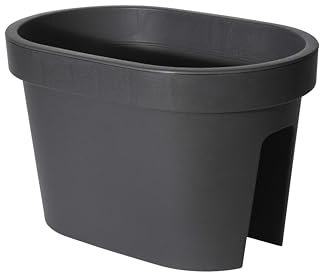 mucHome Balkonkasten für Geländer in Anthrazit Blumenkasten Blumentopf Pflanztopf Blumenkübel Geländertopf (40 x 26 cm)