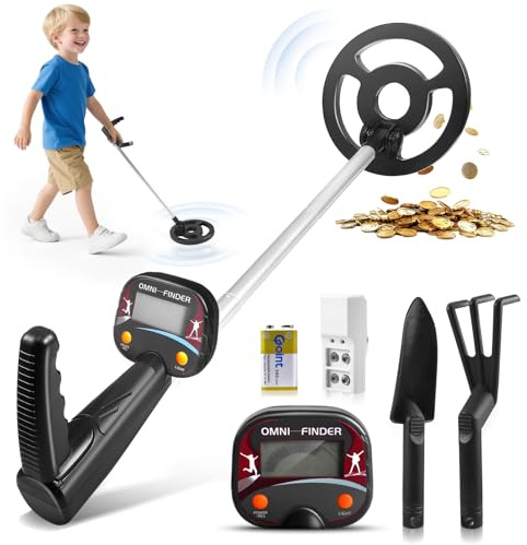 Metalldetektor Profi, Metalldetektor Wasserdicht Metal Detector für Kinder & Erwachsene mit LCD-Display Hochempfindlicher Metallsuchgerät Suchspule Detektor Set mit Rechen Schaufel zur Schatzsuche