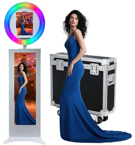 Photomaton portable avec écran LCD de 73,7 cm avec commandes logicielles, compatible avec iPad et tablette 10,2, 11, 12,9, 12,9, 13 pour fête et mariage (blanc, machine à photomaton)