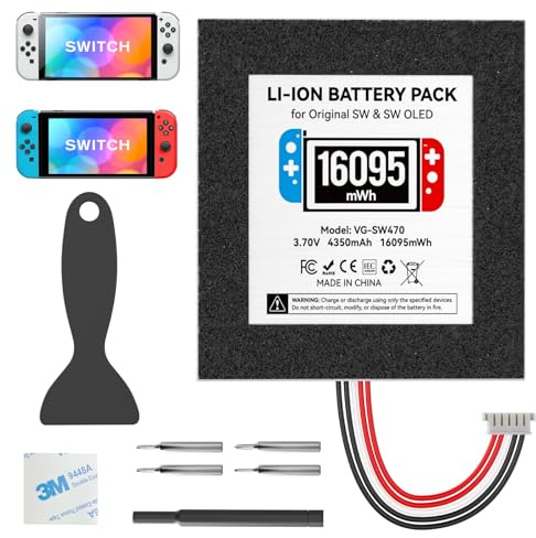 16095 mWh Switch Ersatz Akku für Switch Original & OLED, Hochkapazität Li-Ionen Joy Con Akku für Nintendo Konsole HAC-003/HAC-001 mit umfassendem Reparatur Werkzeugsatz, Joycon Battery