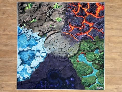 SkippiDoo Spielteppich – Kinderzimmer-Teppich New Fantasy World 120 x 120 cm, ideal für Spielfiguren, passend für Fantasy-Welten wie Schleich® Eldrador®