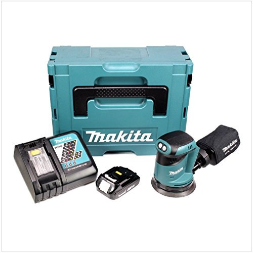 Makita DBO Parure 180 y1j de p 18 V Batterie Ponceuse excentrique Coffret Makpac + 1 x 2 ah batterie + chargeur