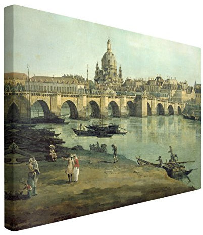 Leinwandbild - Bernardo Bellotto - Dresden Elbufer Augustusbrücke 2:3, 40 x 60cm