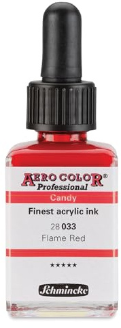 Schmincke - AERO COLOR® Professional - Finest liquid, high color acrylic paint for acrylic painting, airbrush, mixed media, acrylic ink, Flame Red - 28 ml