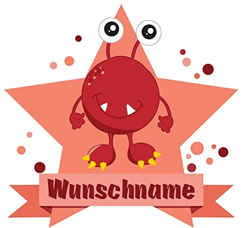 Samunshi® Rotes Monster Aufkleber mit Namen Autoaufkleber Namensaufkleber Kinder - 20x17,5cm mehrfarbig