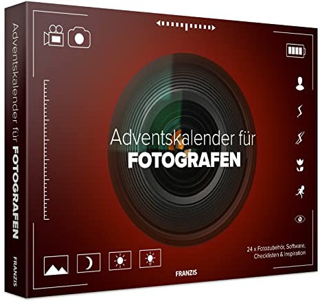 FRANZIS 70790 - Adventskalender für Fotografen, 24 Überraschungen, Ideen und Zubehör für Hobbyfotografen, inkl. 28-seitigem Begleitbuch