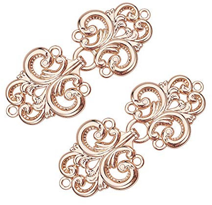 WANDIC Umhangverschlüsse, 2 Paar Wirbelblumen, Cape-Verschlüsse, Haken und Ösen zum Aufnähen, Cardigan-Clip, Golden