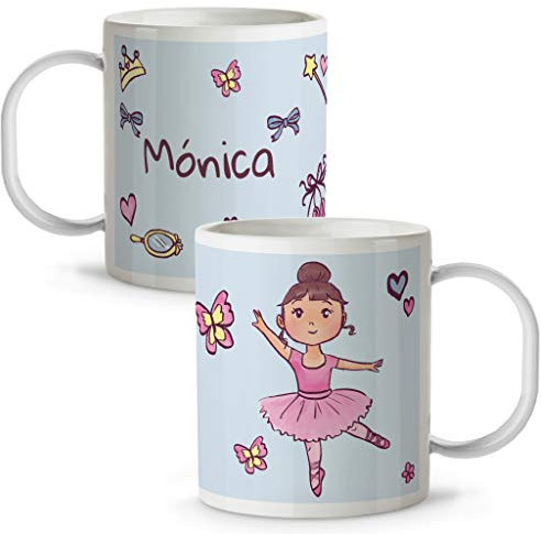 LolaPix Taza plastico personalizada. Taza Plastico Infantil Personalizada. Vaso Infantil Personalizado. Tazas Personalizadas con Nombre SIN BPA. 5 COLORES. Bailarina Rosa